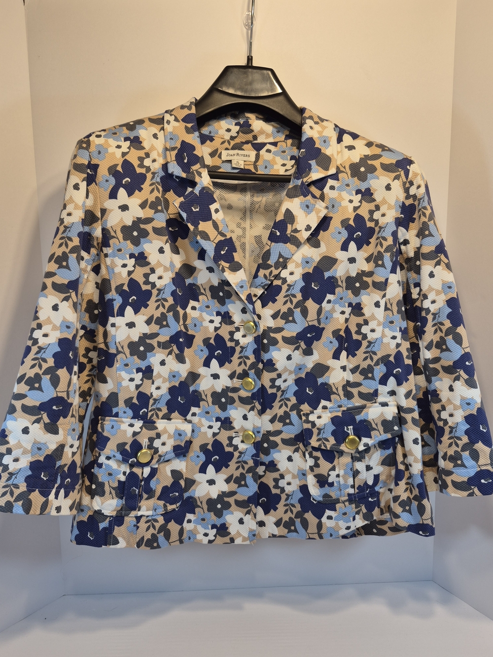Joan Rivers Navy & Beige Floral  Blazer